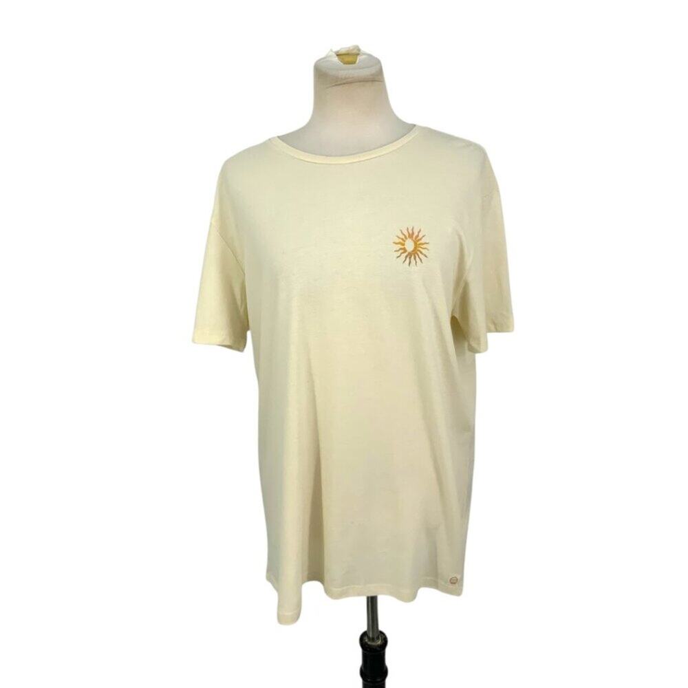 Marine Layer Graphic Crewneck Short Sleeve T Shirt Beige Size Medium